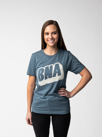 Woman wearing Upward Heather Slate T-Shirt