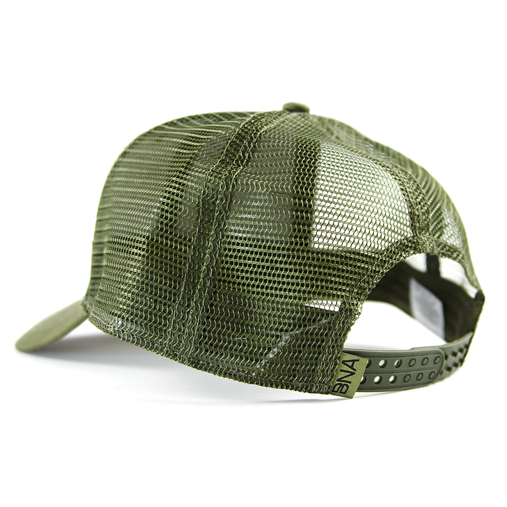 BNA Leather Patch Trucker Hat Olive BNA Shop